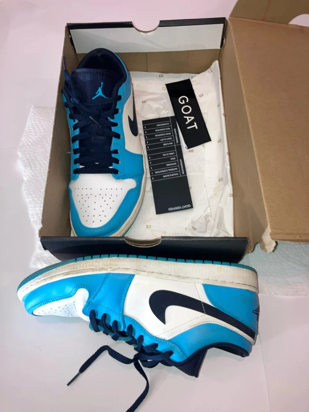 Sz 11.5 Air Jordan 1 Low “UNC” 6/10 Cond in Box with goat tag + reciept